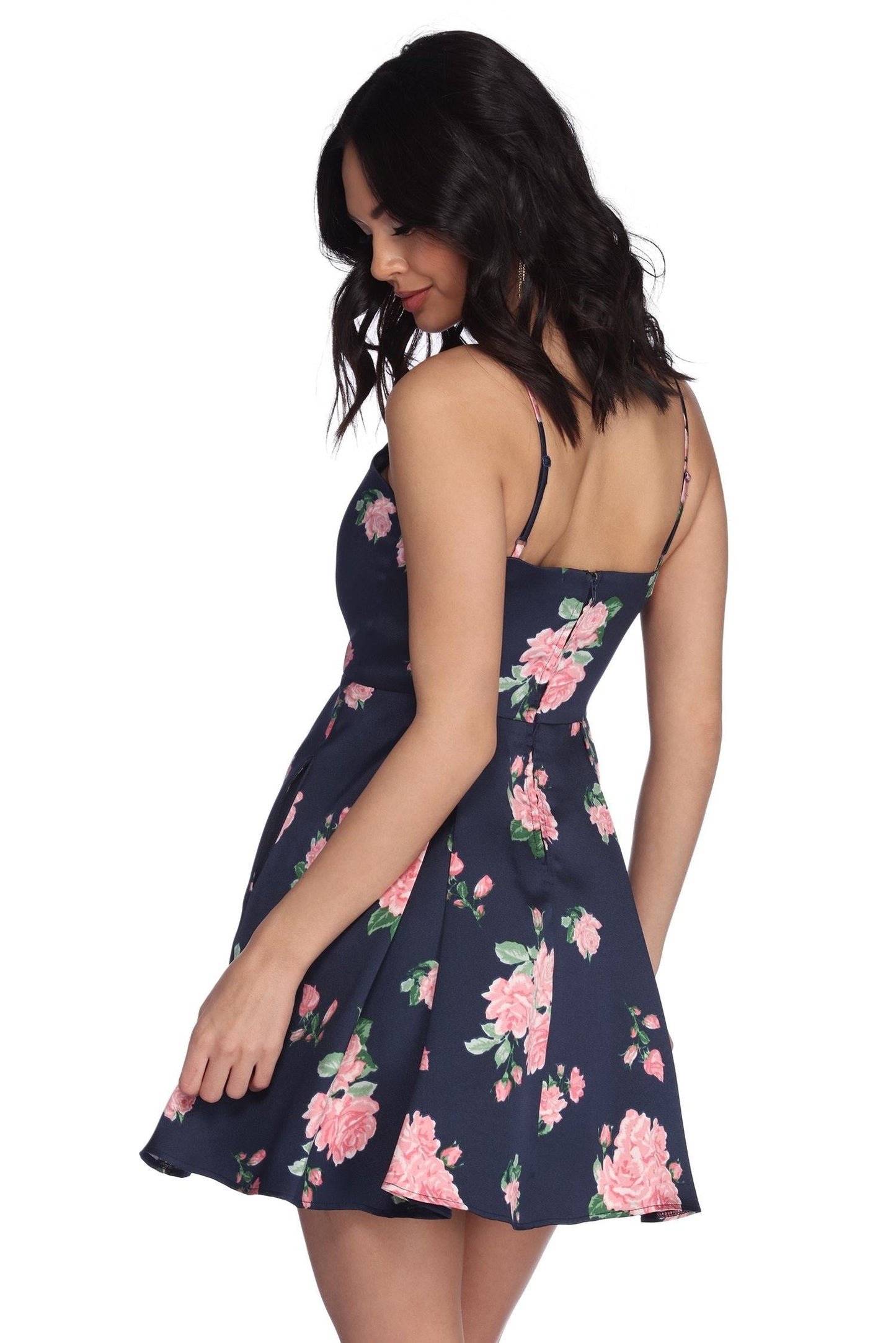 Pia Satin Stylish Floral Party Dress