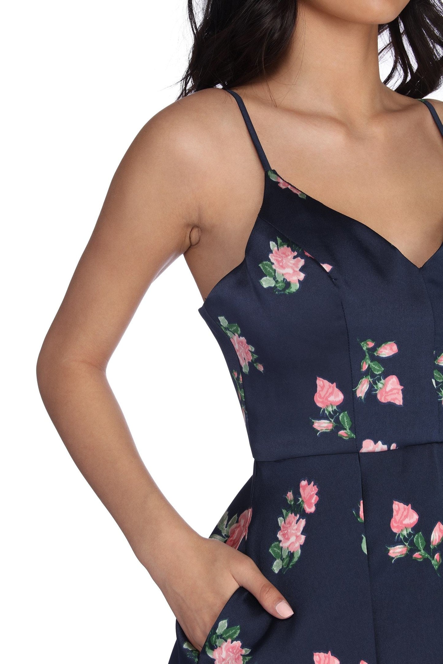 Pia Satin Stylish Floral Party Dress