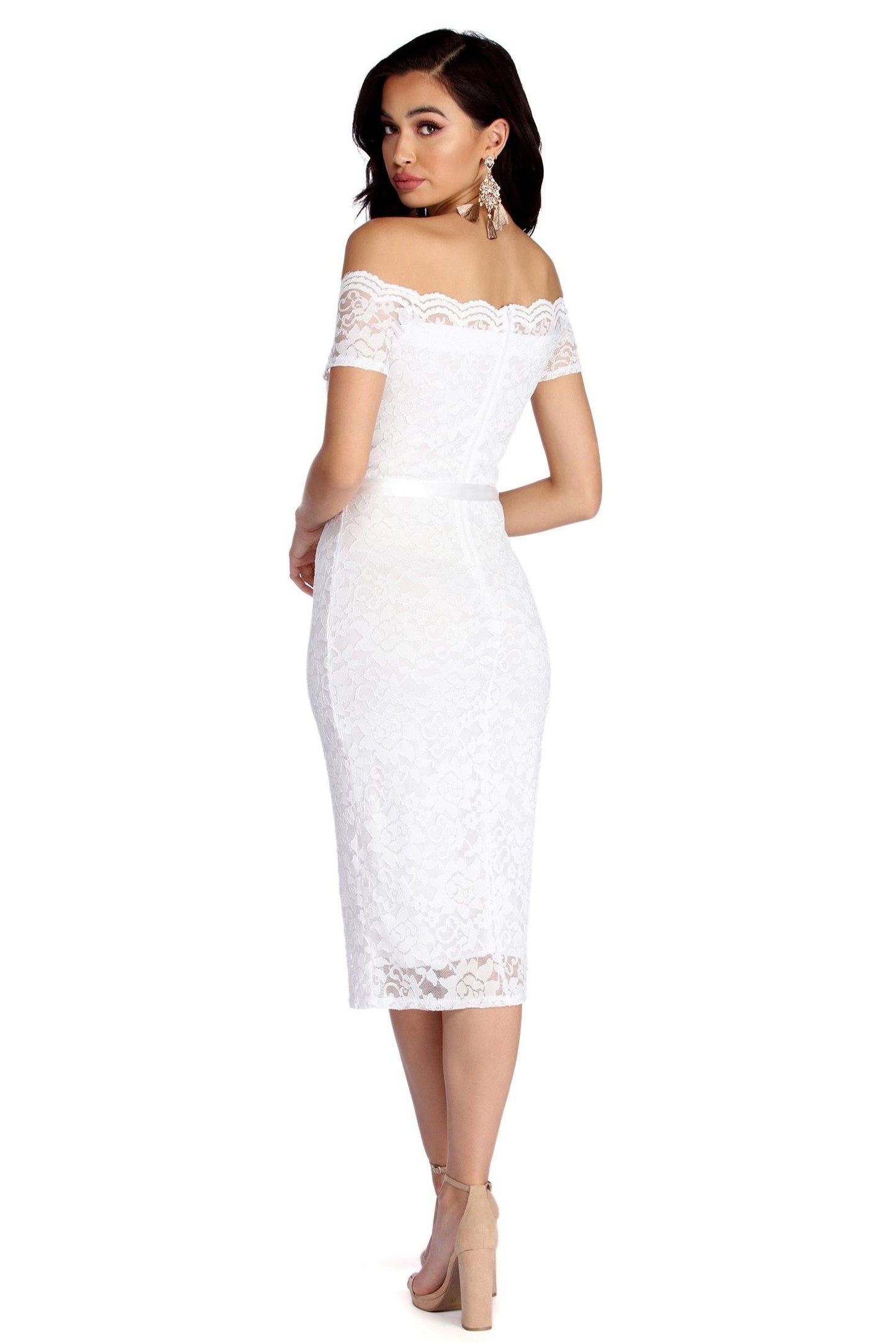 Faith Formal Stylish Midi Lace Dress