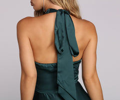 India Satin Stylish Tie Neck Gown