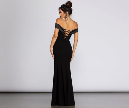 Monet Off Stylish Shoulder Evening Gown