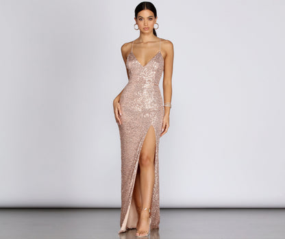 Cara Formal Sequin And Pearl Dress - Lady Occasions