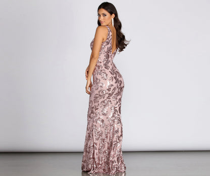 Paisley Formal Stylish Sequin Leaf Dress