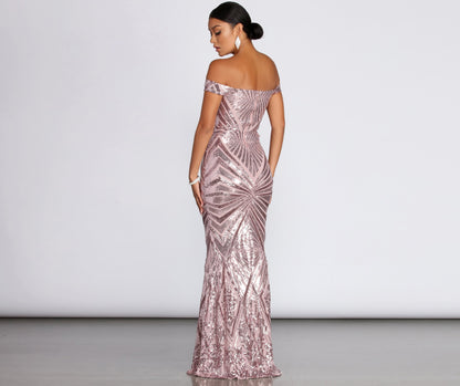 Lilith Off-Shoulder Stylish Sequin Evening Gown