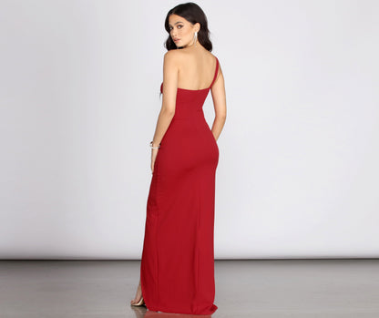 Lorena One Stylish Shoulder Crepe Dress