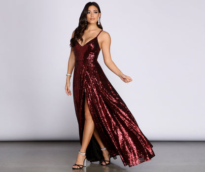 Elaina Overlap Sequin A-Line Dress - Lady Occasions