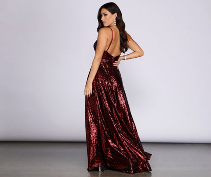 Elaina Overlap Stylish Sequin A-Line Dress