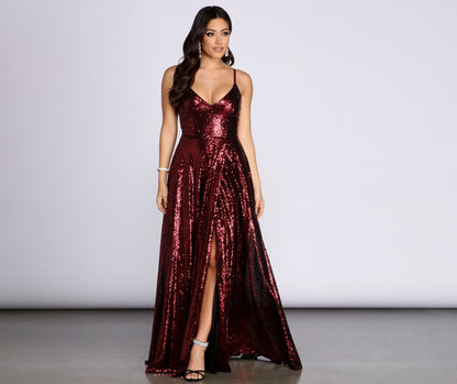 Elaina Overlap Stylish Sequin A-Line Dress