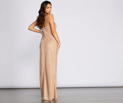 Skylar Glitter Stylish Shine Ruched Dress