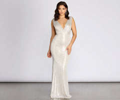 Diane Sequin Drape Charming Back Formal Dress