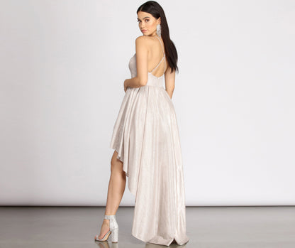 Justine Glitter Stylish High-Low Dress