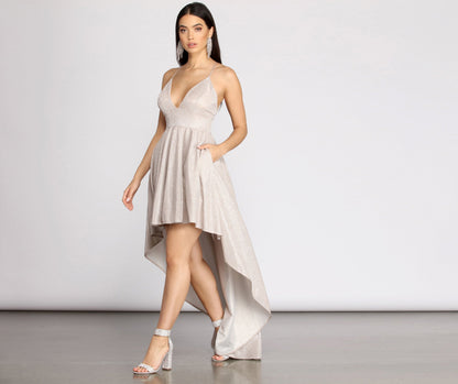 Justine Glitter Stylish High-Low Dress