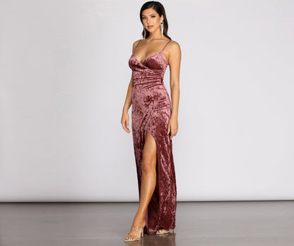 Halle Formal Stylish Velvet Wrap Dress