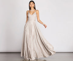 Shira Shine Stylish Lace Back Gown