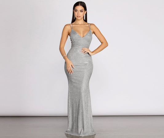 Lenore Glitter Shine Mermaid Dress - Lady Occasions