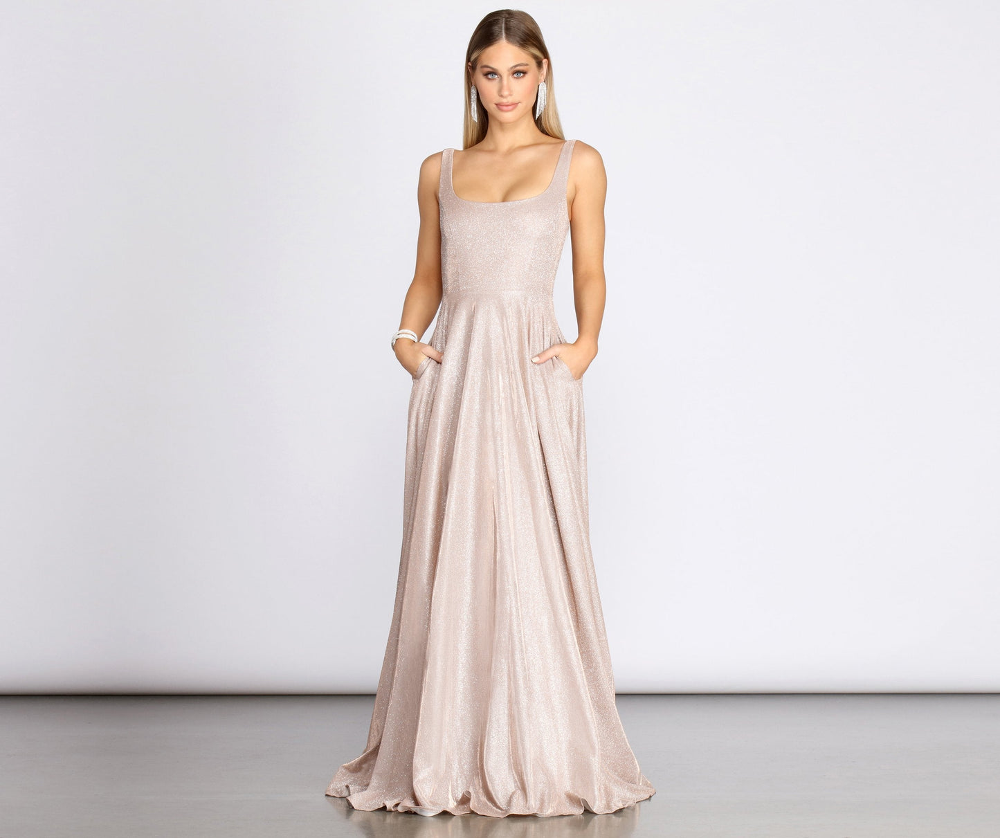 Emery Formal Stylish Glitter A-Line Dress