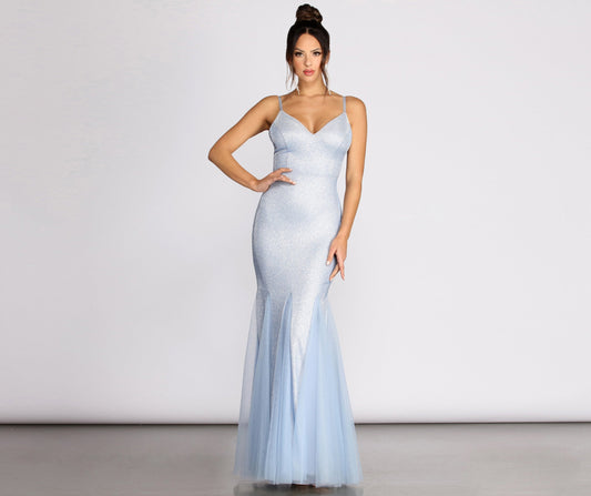 Ciara Glitter Tulle Mermaid Dress - Lady Occasions