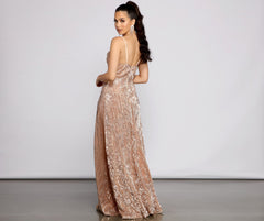 Blair Sequin Wrap Charming Front Formal Dress