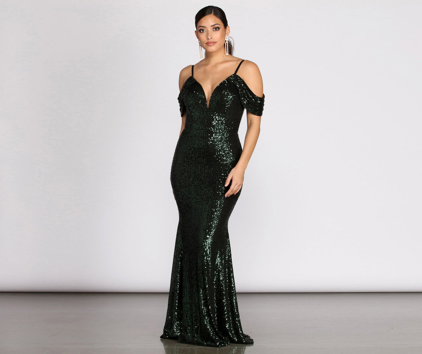 Jillian Deep V Sequin Dress - Lady Occasions