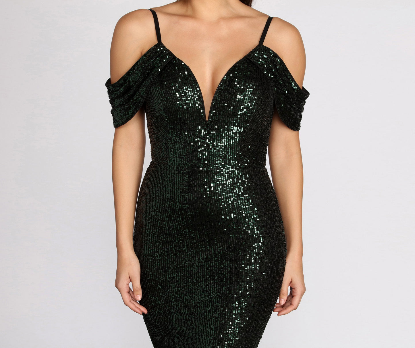 Jillian Deep Stylish V Sequin Dress