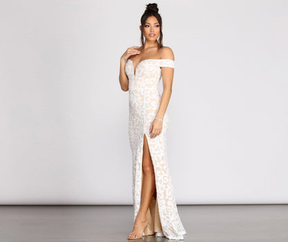 Marzia Scroll Sequin Mesh Mermaid Dress - Lady Occasions