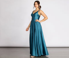 Dawn Formal Stylish Sleeveless Satin Dress