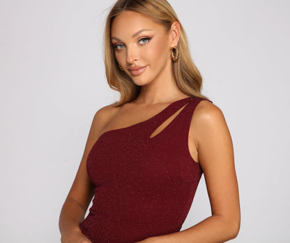 Gianna Metallic Stylish One Shoulder Dress