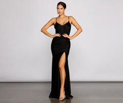 Aria Sleeveless Ruched High-Slit Dress - Lady Occasions