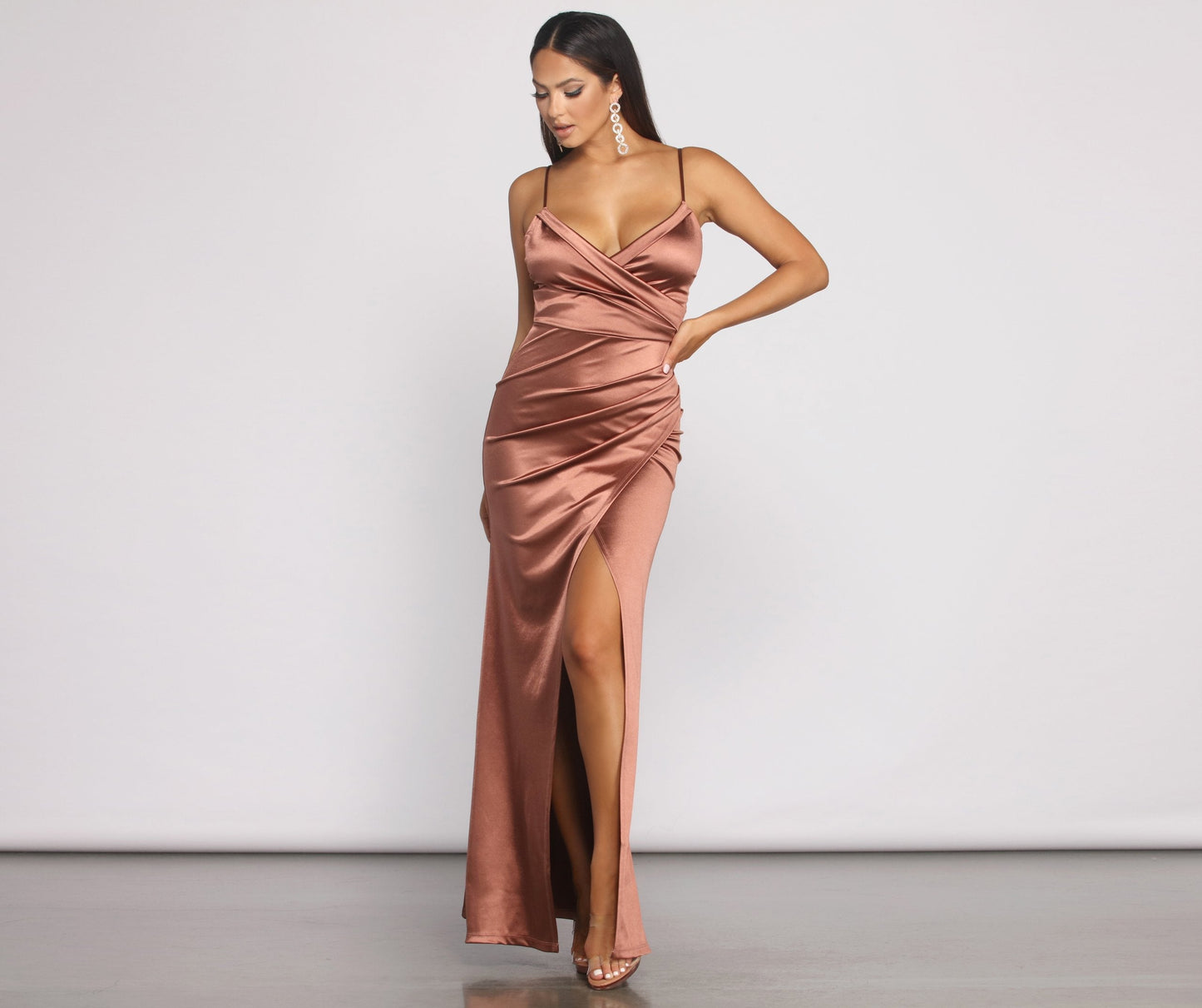 Nikita Formal High Charming Slit Satin Dress