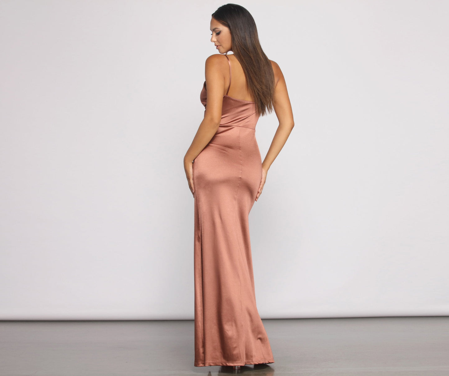 Nikita Formal High Charming Slit Satin Dress