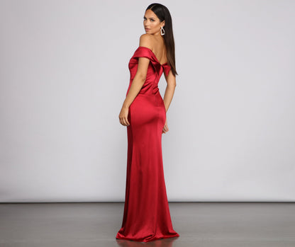 Grecia Formal High Charming Slit Satin Dress