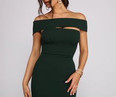 Rylee Formal Off Charming the Shoulder Crepe Dress
