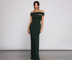 Rylee Formal Off Charming the Shoulder Crepe Dress