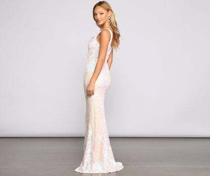 Micaela Formal Sequin Charming Scroll Mermaid Dress