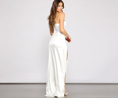 Lana Formal One Charming Shoulder High Slit Dress