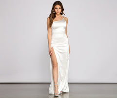 Lana Formal One Charming Shoulder High Slit Dress