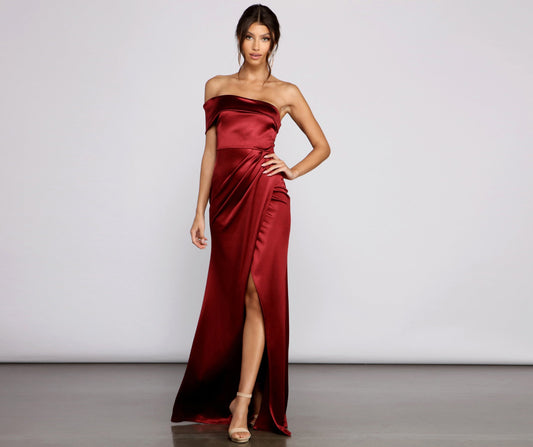 Isla Formal One Shoulder Satin Dress - Lady Occasions