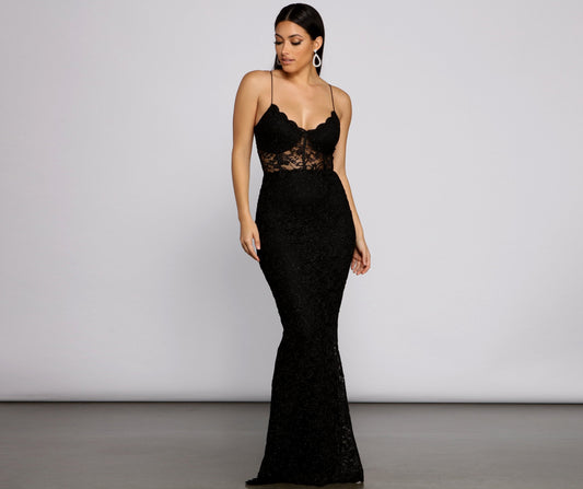 Sabrina Glitter Lace Mermaid Dress - Lady Occasions