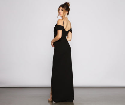Eva Off-The-Shoulder Stylish Wrap-Front Formal Dress