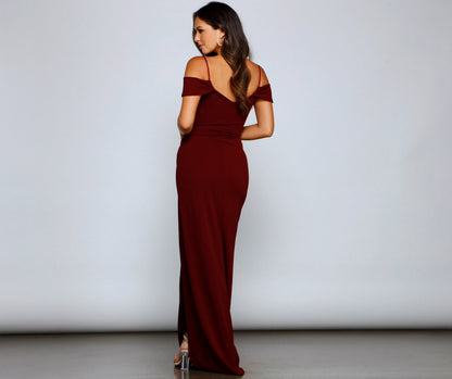 Eva Off-The-Shoulder Stylish Wrap-Front Formal Dress