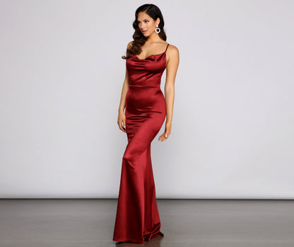 Nala Cowl Stylish Neck Satin Dress