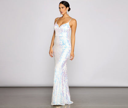 Fallon Sleeveless Sequin Charming Mesh Formal Dress