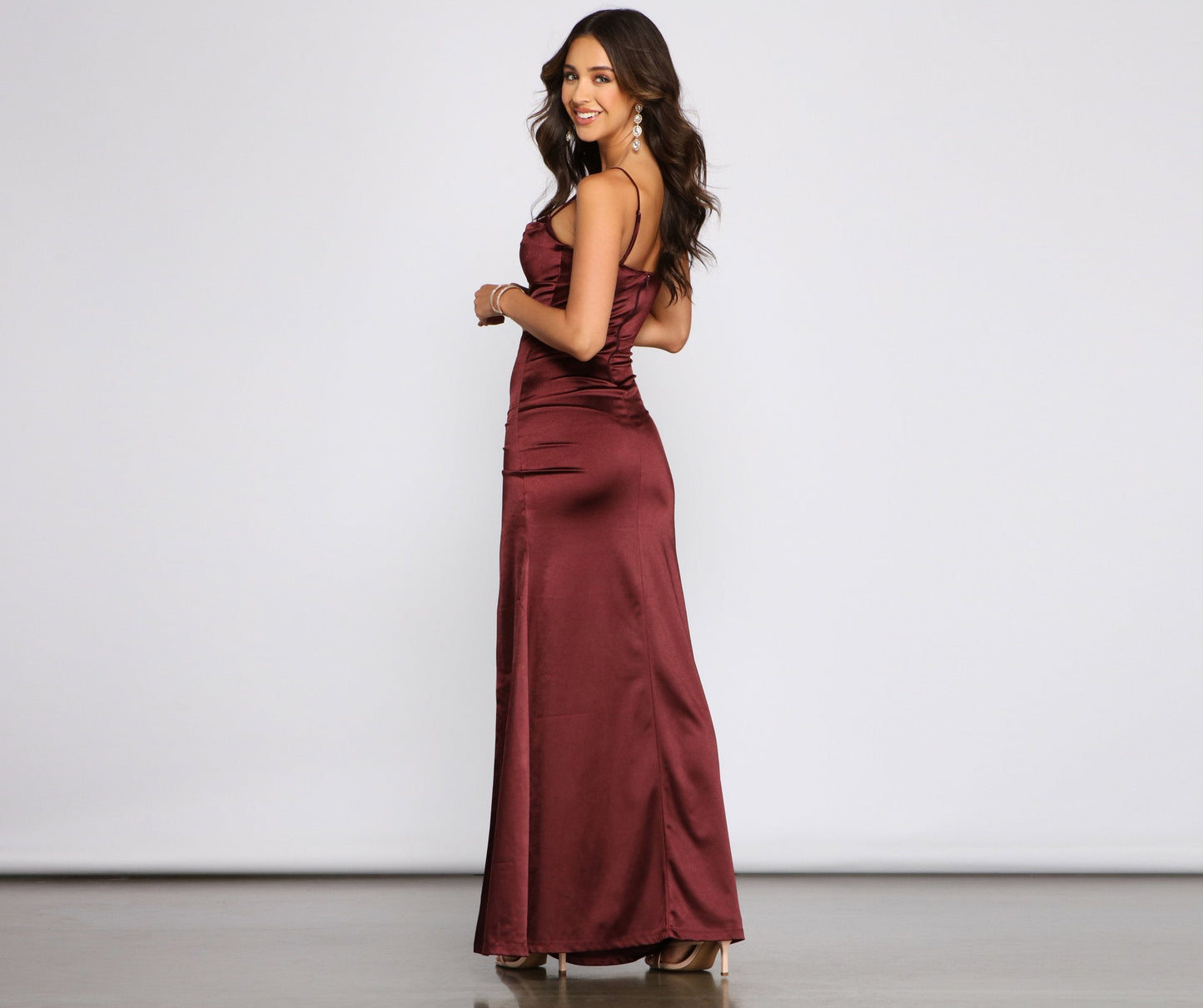 Nemi Formal High Charming Slit Ruched Dress