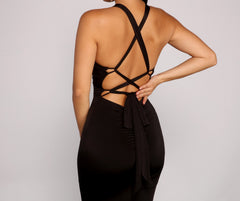 Kelsey Halter Stylish Lace-Up Mermaid Dress