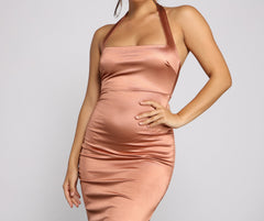 Calista Formal High Charming Slit Halter Dress