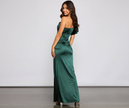 Charmaine Formal One Charming Shoulder Satin Dress