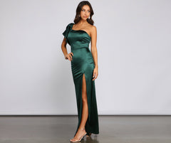 Charmaine Formal One Charming Shoulder Satin Dress
