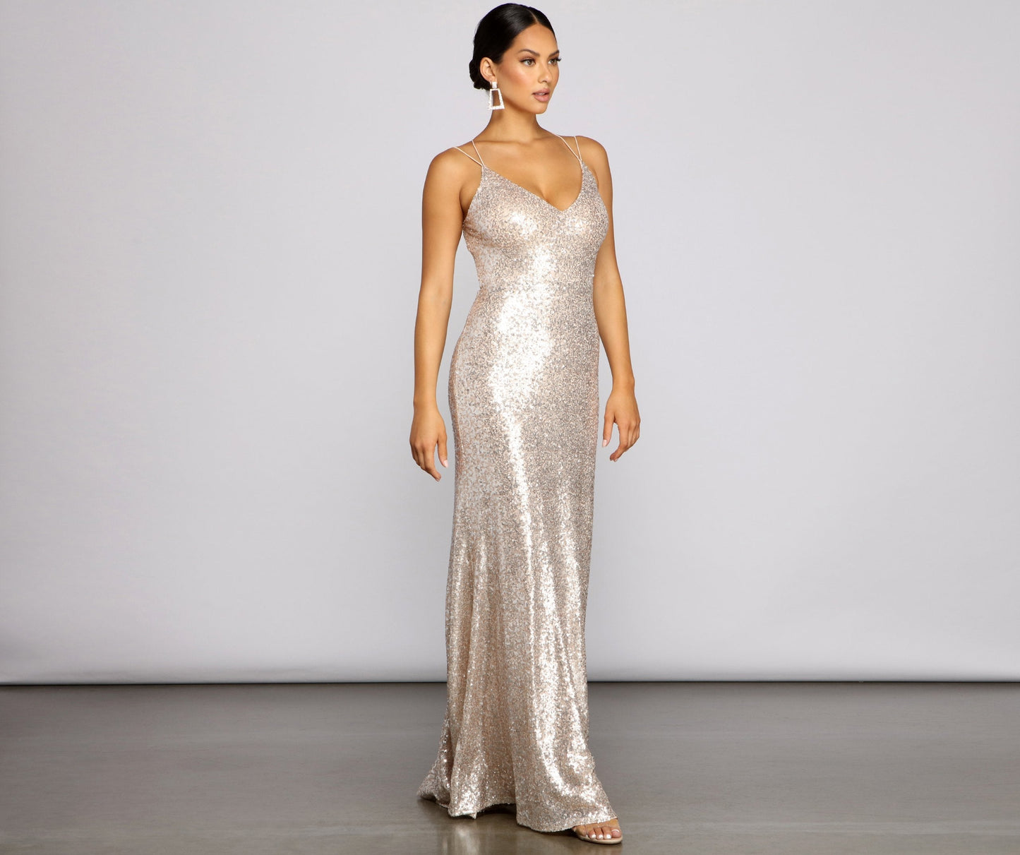 Elena Sequin Stylish Open-Back Formal Dress