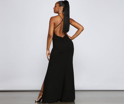 Amelie Formal High Charming Slit Crepe Dress