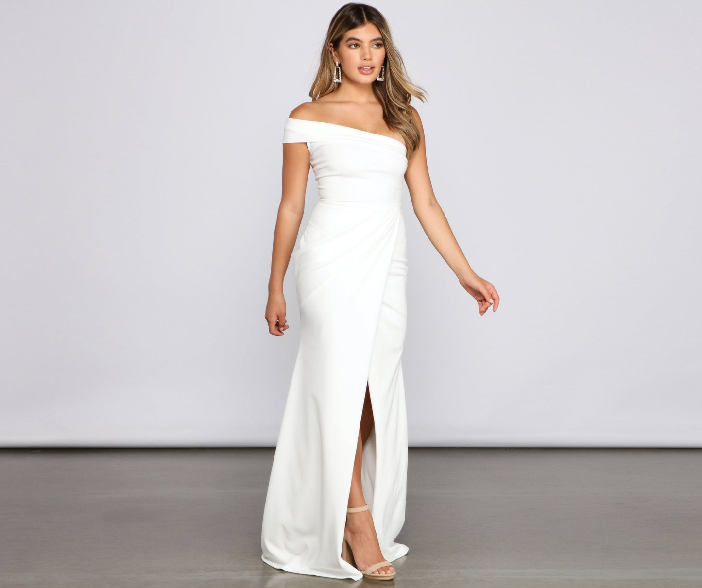 Susana Asymmetric Off Charming Shoulder Mermaid Dress